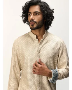 OG Champagne Front Open Kurta Set