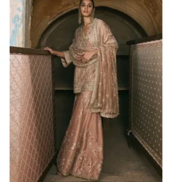 Old Rose Kurta And Gharara Set