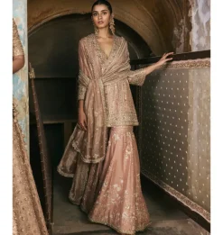 Old Rose Kurta And Gharara Set