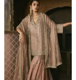 Old Rose Kurta And Gharara Set