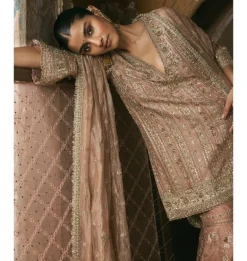 Old Rose Kurta And Gharara Set