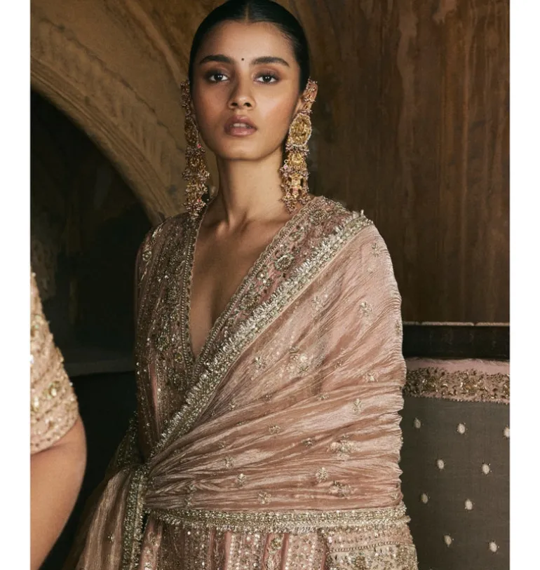 Old Rose Kurta And Gharara Set