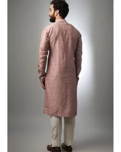 Old Rose Pink Pure Silk Bandhani Printed Kurta Set