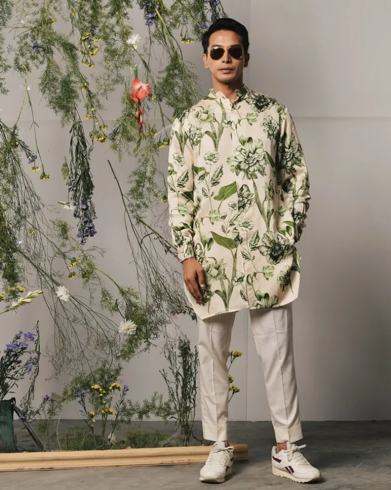 Olive Brava Kurta & Pajama Bandi Set