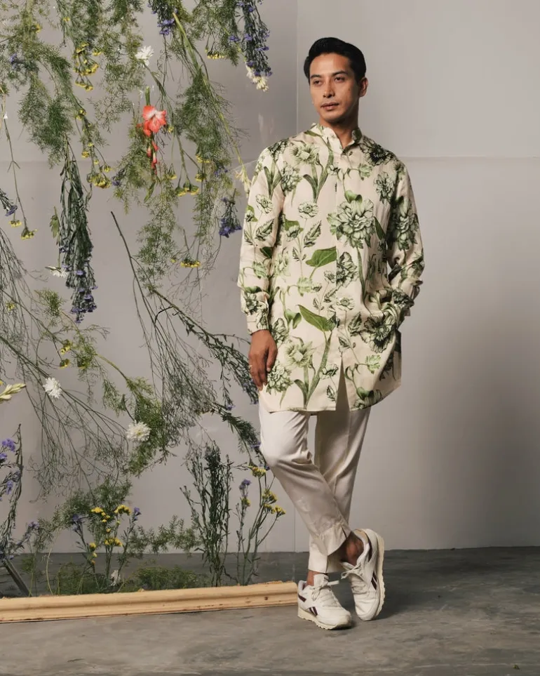 Olive Brava Kurta & Pajama Bandi Set