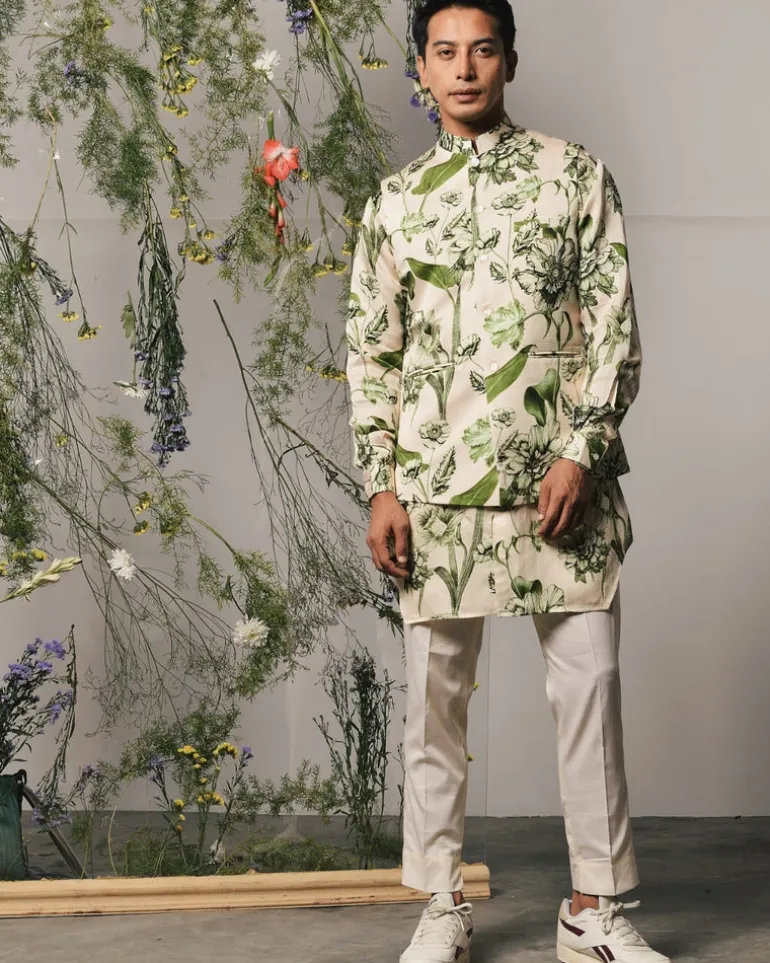 Olive Brava Kurta & Pajama Bandi Set