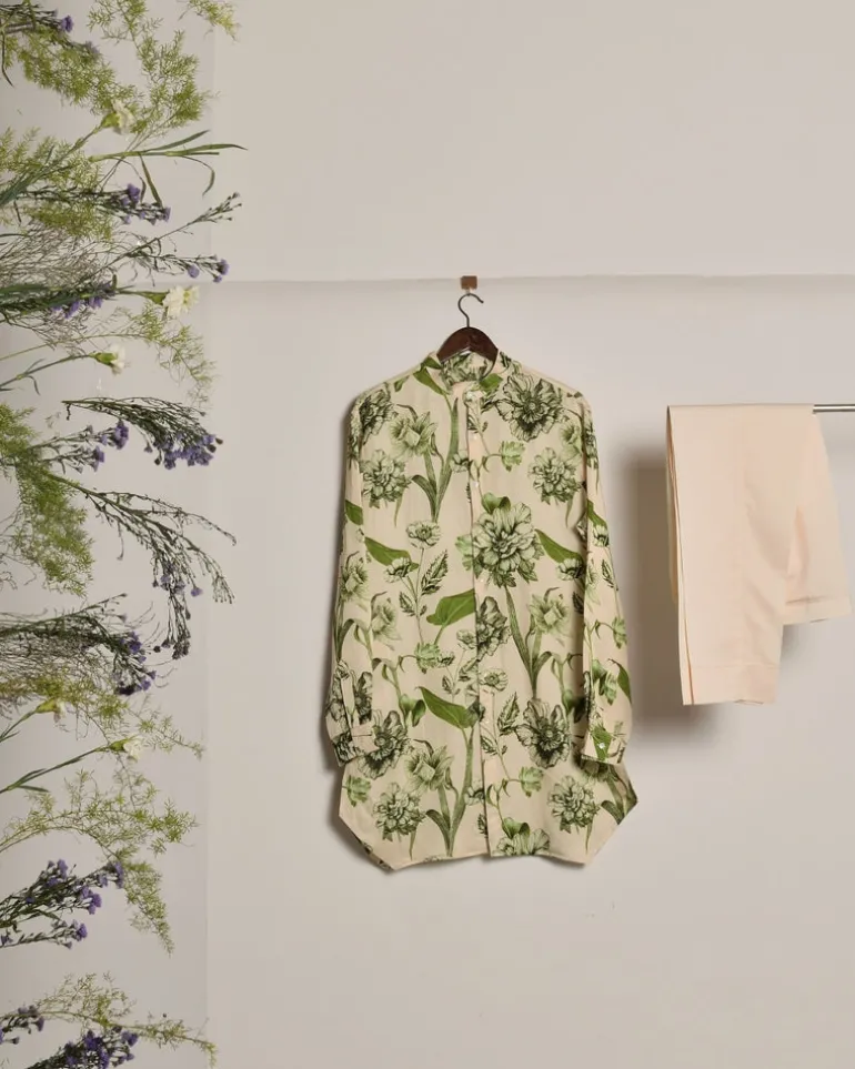 Olive Brava Kurta & Pajama Bandi Set