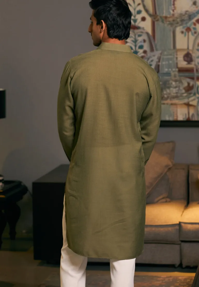 Olive Goe Metallic Kurta Set