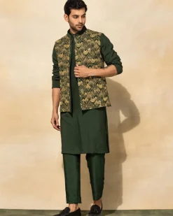 Olive Green Embroidered Kurta Set