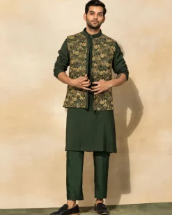 Olive Green Embroidered Kurta Set