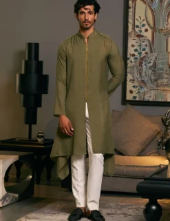Olive Green Goe Drape Kurta Set