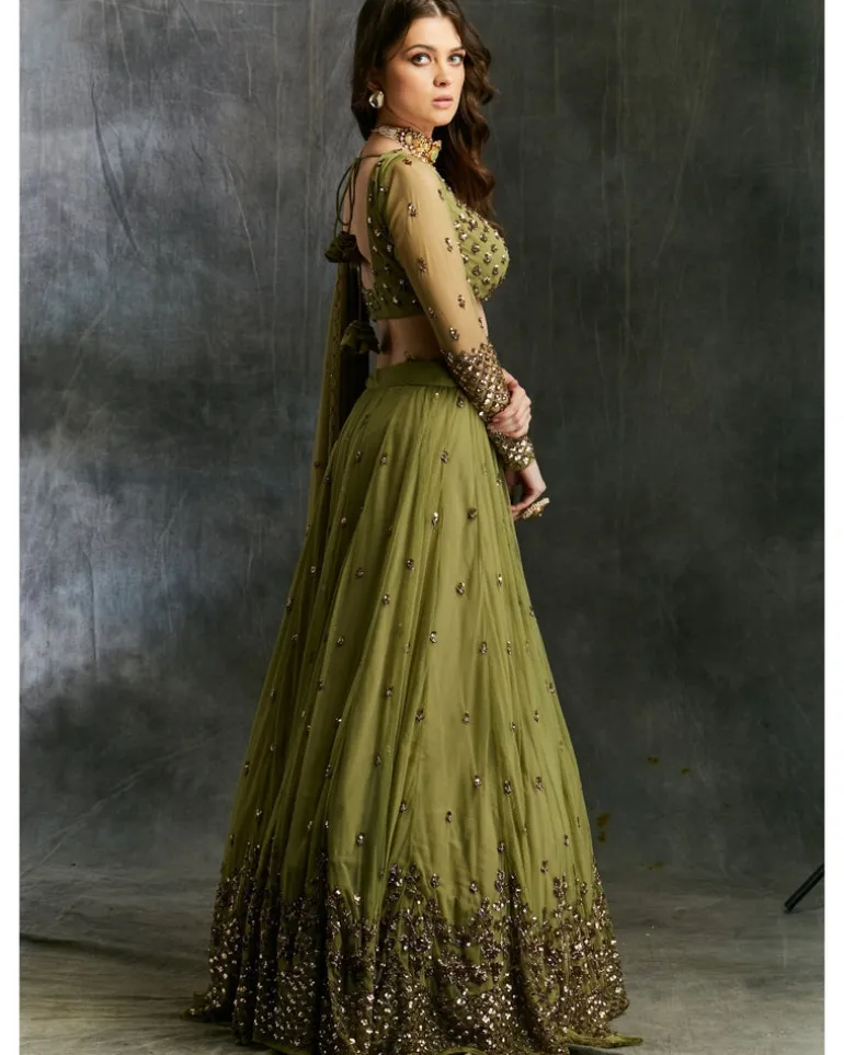 Olive Green Lehenga Set