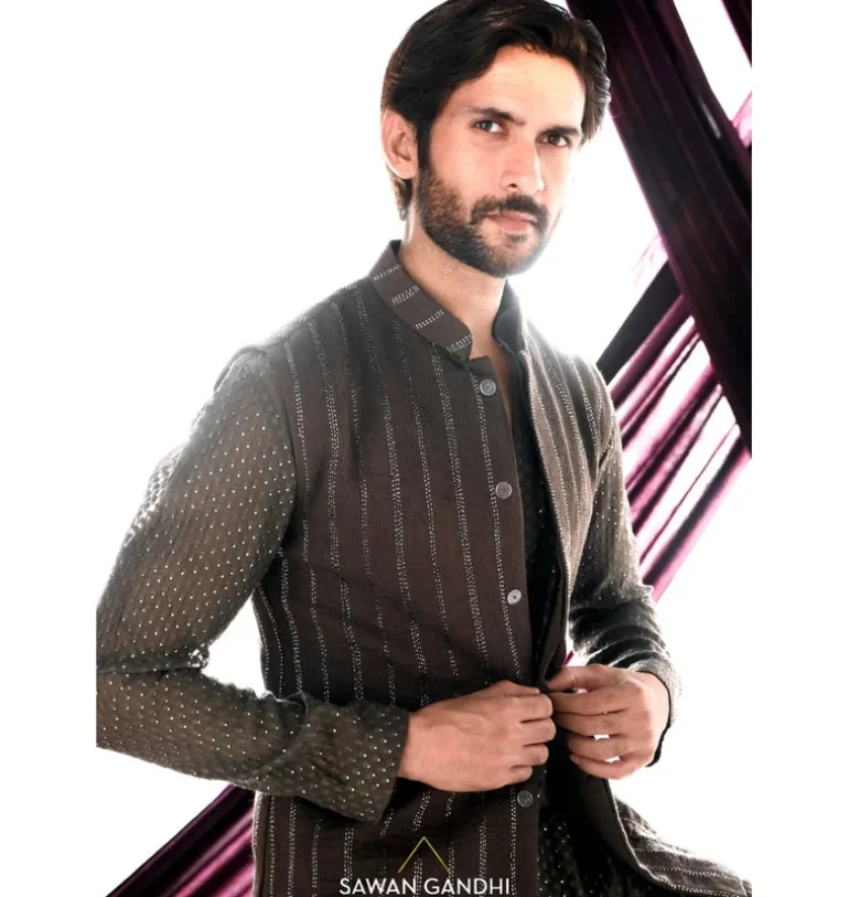 Olive Green Nehru Jacket Set