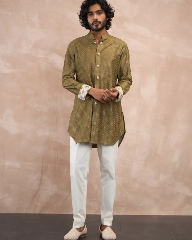 Olive Inara Motif Foe & Sb Kurta Set