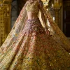 Ombre Multi-Coloured Three-Dimensional Floral Lehenga Set