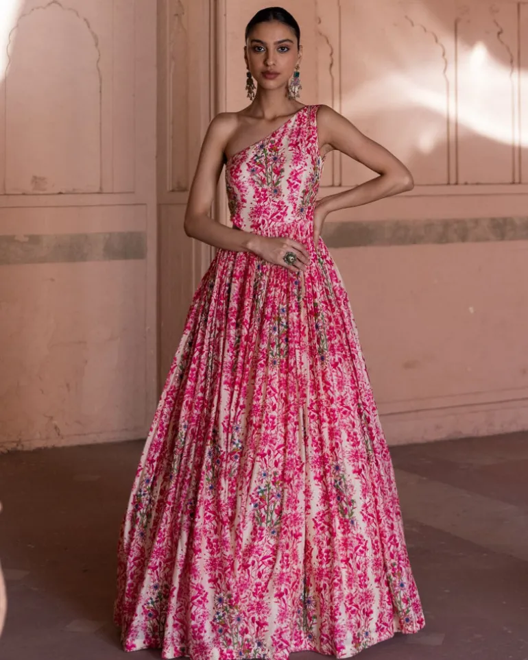 One Shoulder Rani Pink Gown