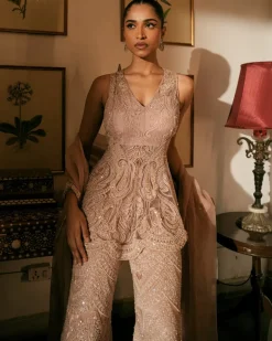 Onion Pink Nadira Sharara Set
