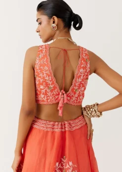Orange Dori And Sequins Embroidered Lehenga Set