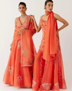 Orange Dori Embroidered Sharara Set