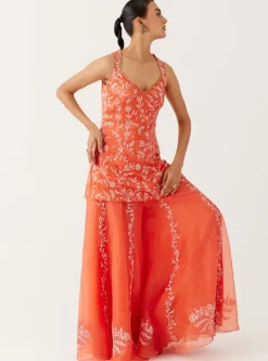 Orange Dori Embroidered Sharara Set