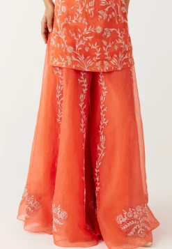 Orange Dori Embroidered Sharara Set