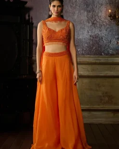 Orange Sharara Pant Set