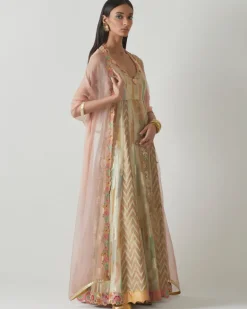 Organza Floral Anarkali Set
