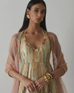 Organza Floral Anarkali Set