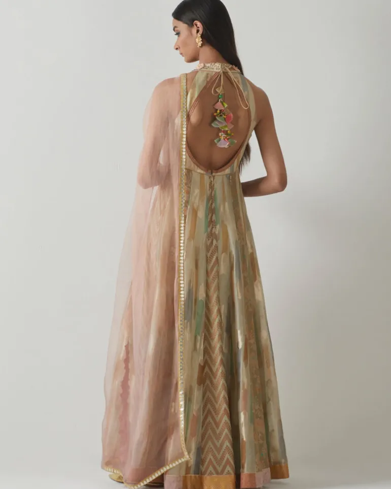 Organza Floral Anarkali Set