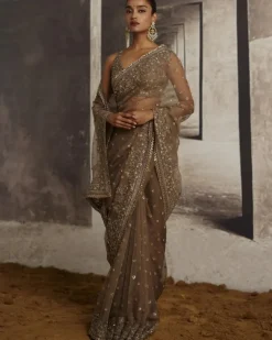 Organza Sari With Sequin & Cutdana Embroidery