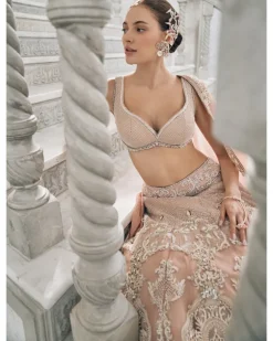 Pale Blush Pearl Embroidered Lehenga Set