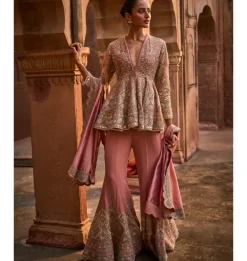Paroo Embroidered Peplum Sharara Set