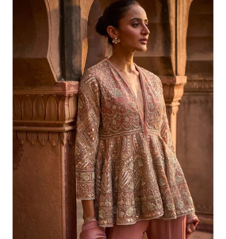 Paroo Embroidered Peplum Sharara Set