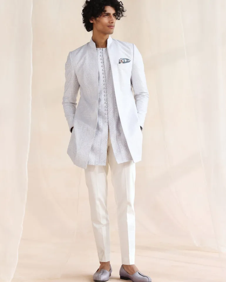 Pastel Blue Achkan Set