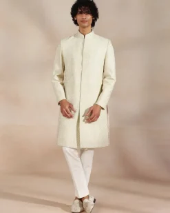 Pastel Green Embroidered Sherwani Set