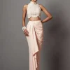 Pastel Pink Drape Skirt Blouse Set