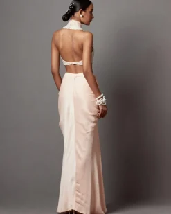Pastel Pink Drape Skirt Blouse Set