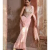 Peach Corset Pre Draped Sari