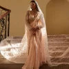 Peach Embroidered Organza Sari Set