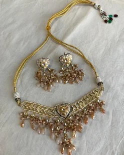 Peach Meenakari Necklace Set