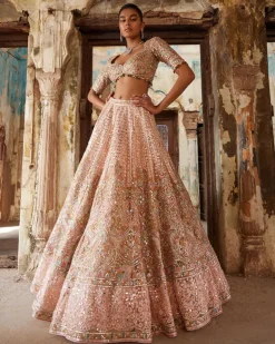 Peach Multicolor Lehenga Set
