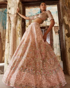 Peach Multicolor Lehenga Set