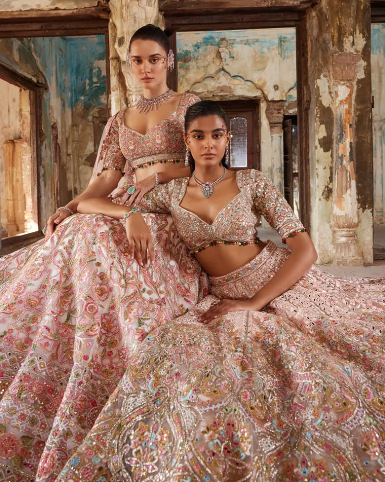 Peach Multicolor Lehenga Set