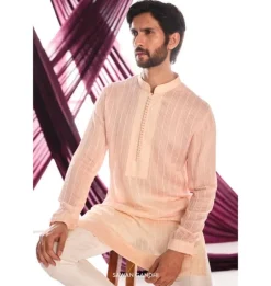Peach Organza Kurta Set