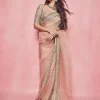 Peach Organza Sari