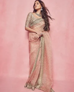 Peach Organza Sari