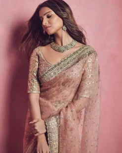 Peach Organza Sari