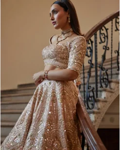 Peach Rahi Mirror Lehenga Set