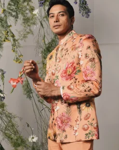 Peach Roma Bandhgala
