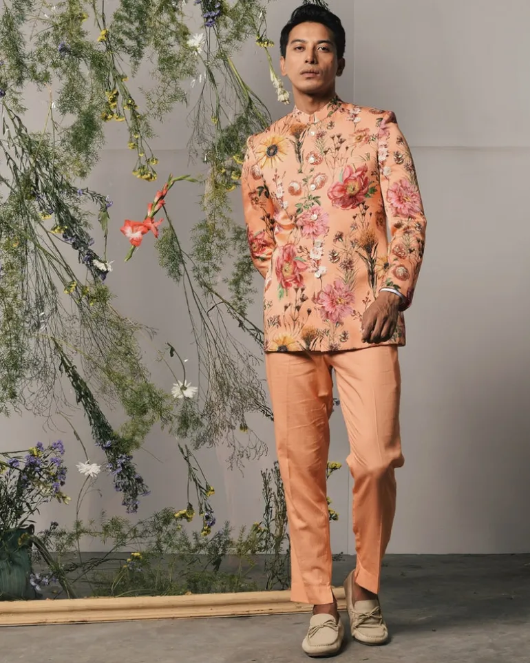 Peach Roma Bandhgala
